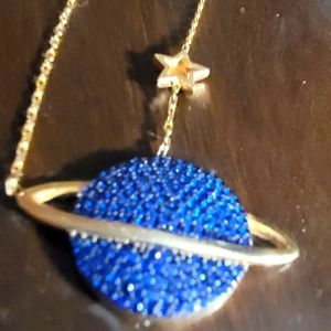 Saturn pave' necklace